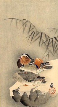 Ohara Koson Painting - mandarin ducks in snow Ohara Koson Shin hanga